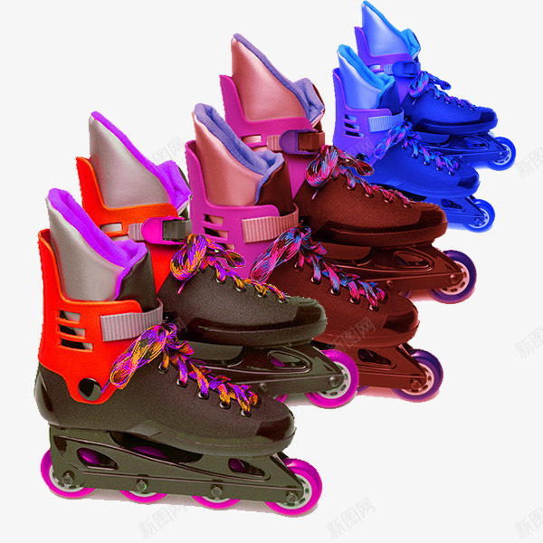 彩色时尚轮滑鞋png免抠素材_新图网 https://ixintu.com 儿童礼物 彩色风格 户外运动器材 时尚风格 轮滑鞋 运动器具