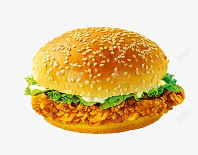 贝克汉堡png免抠素材_新图网 https://ixintu.com 沙拉 面包 高热量 鸡腿堡
