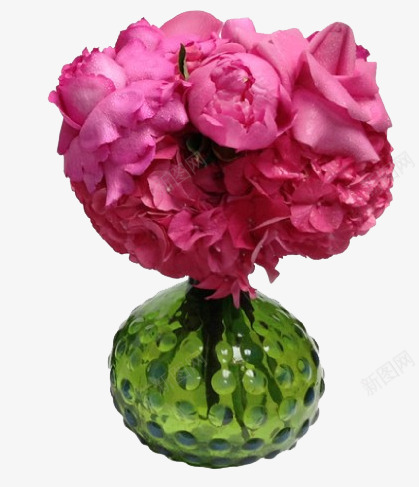 鲜花装饰png免抠素材_新图网 https://ixintu.com 摆件 盛开的花 粉色 绿花瓶 花朵