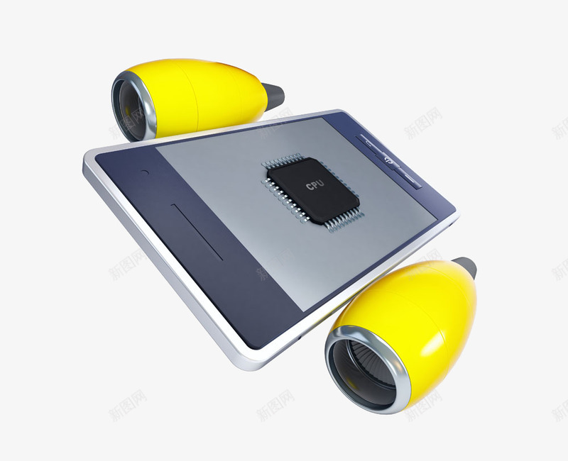 气筒和手机png免抠素材_新图网 https://ixintu.com 创意 智能手机 电话 芯片 黄色