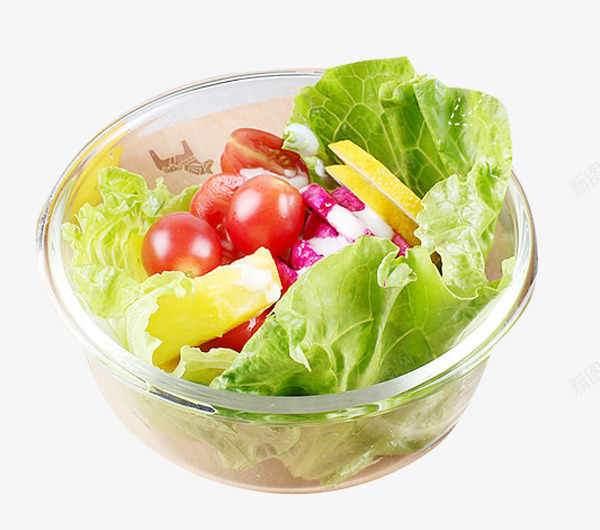 蔬菜沙拉玻璃碗png免抠素材_新图网 https://ixintu.com 减肥餐 厨房用品 新鲜蔬菜 沙拉玻璃盒 沙拉碗 玻璃盒 盒里的蔬菜