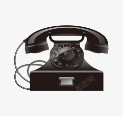 老电话拟真复古黑色老电话矢量图高清图片