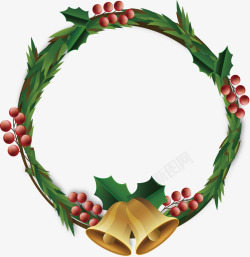 铃铛和松树枝铃铛装饰圣诞花环矢量图高清图片
