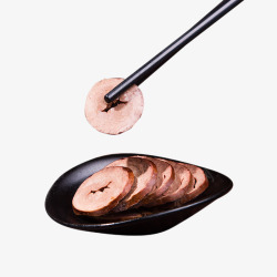筷子夹烧猪肉筷子夹肉片高清图片
