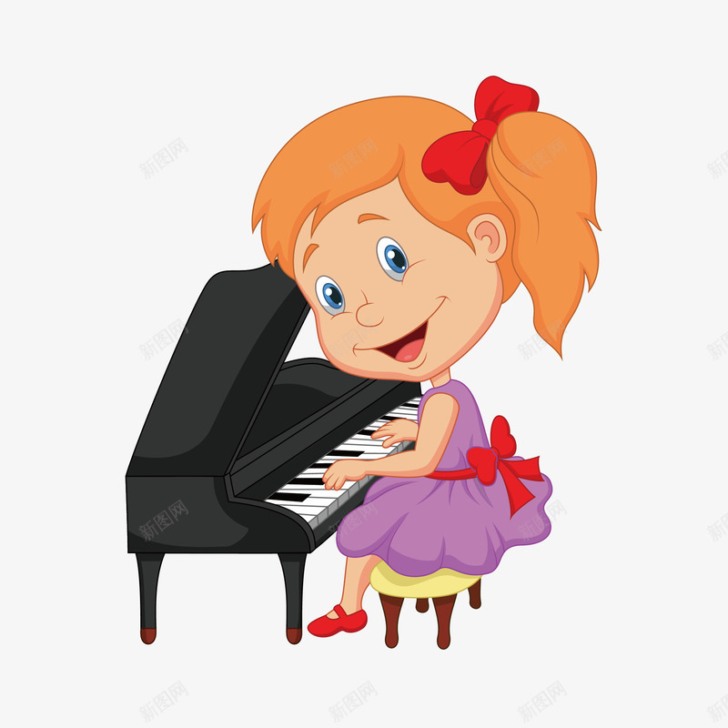 弹钢琴的小女孩png免抠素材_新图网 https://ixintu.com 儿童弹钢琴 卡通 可爱 小公举 钢琴