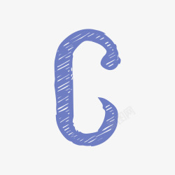 小写字母C设计卡通手绘蓝色字母c高清图片