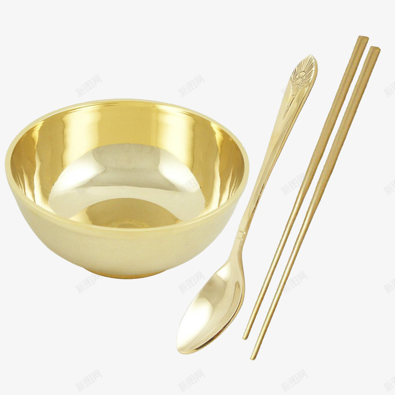 金色碗筷子png免抠素材_新图网 https://ixintu.com 产品实物 勺子 碗 筷子 金色碗