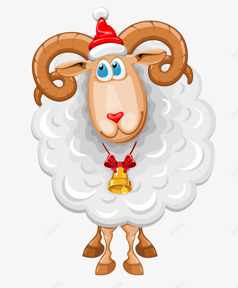 戴圣诞帽的绵羊png免抠素材_新图网 https://ixintu.com 圣诞绵羊 带金色铃铛 戴圣诞帽的绵羊 绵羊