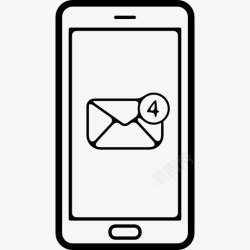 检查邮件邮件符号在手机屏幕上4个新的消息图标高清图片
