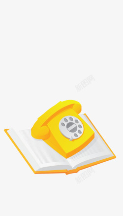 黄色电话机书本素材