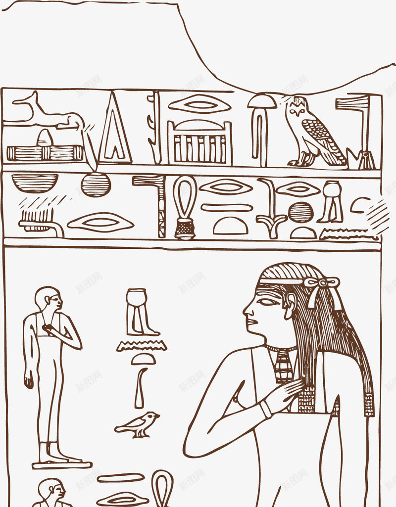 古埃及壁画卡通风格矢量图ai免抠素材_新图网 https://ixintu.com 卡通古埃及 古埃及符号 埃及图腾人像 壁画 手绘风格 矢量图 神秘古埃及 金字塔壁画