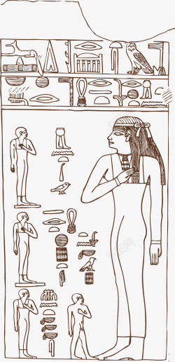 古埃及壁画卡通风格矢量图素材