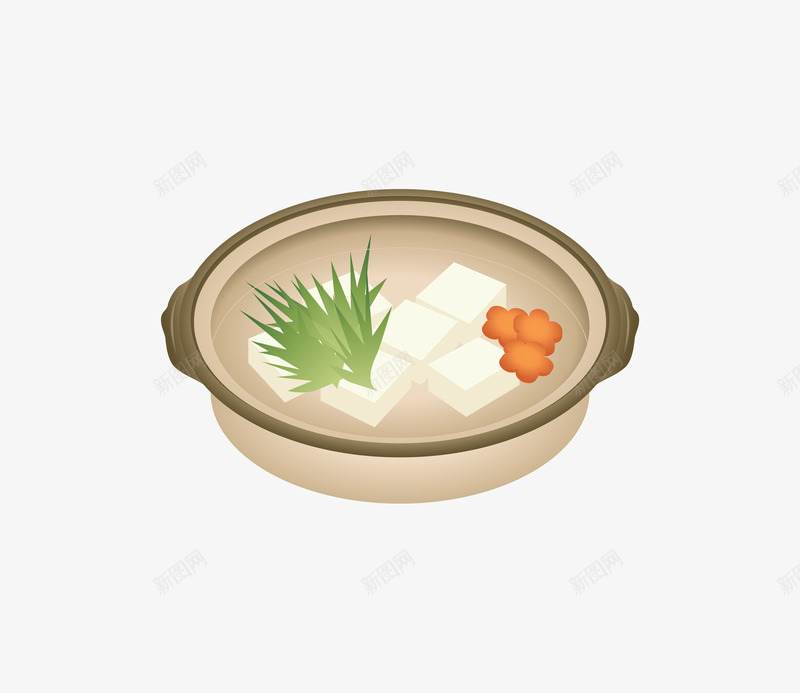 砂锅里的豆腐块简图png免抠素材_新图网 https://ixintu.com 厨房用具 砂锅 美味的 美食 蔬菜 豆腐 锅具