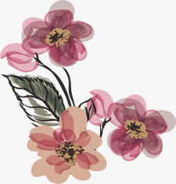 浪漫粉色手绘花朵素材