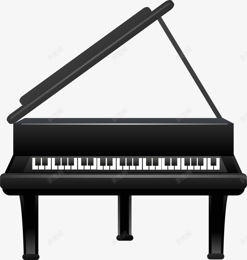 黑色的钢琴png免抠素材_新图网 https://ixintu.com 乐器 弹钢琴 按键 琴键 钢琴 黑白按键 黑色钢琴