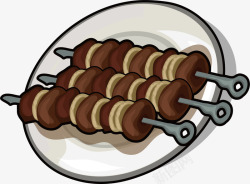 新疆烤肉串盘子新疆美食烤肉矢量图高清图片