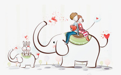 大象情侣情侣骑大象高清图片