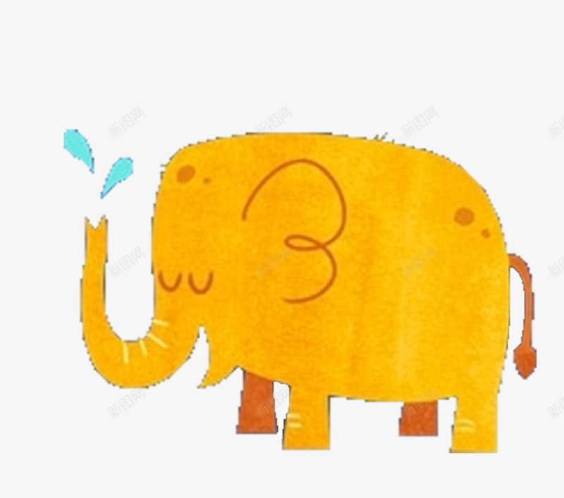手绘大象png免抠素材_新图网 https://ixintu.com 免费png素材 大象 插画 黄色