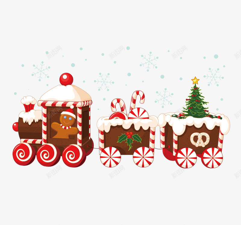 圣诞节小车装饰png免抠素材_新图网 https://ixintu.com 卡通 圣诞节 火车 装饰