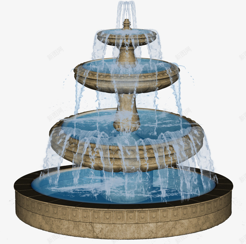 圆形喷泉png免抠素材_新图网 https://ixintu.com 中央喷泉 喷泉 喷泉免抠平面图 景观 花园喷泉