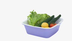 紫色洗菜塑料篮子素材