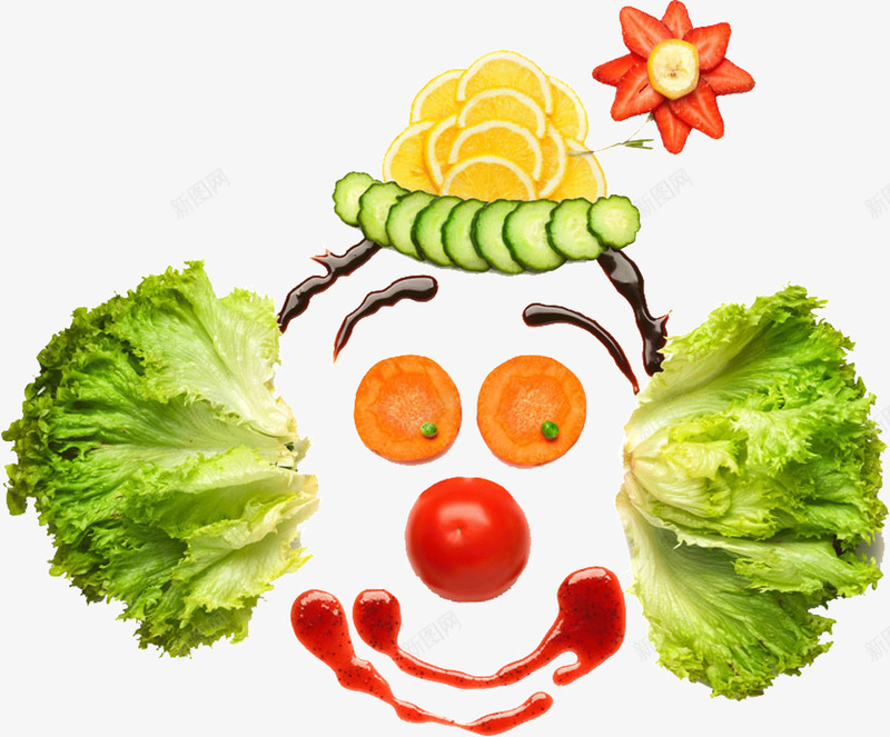 蔬菜拼图小丑png免抠素材_新图网 https://ixintu.com 小丑 拼图 蔬菜