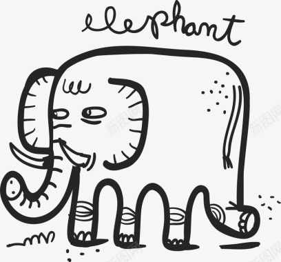 手绘的大象图标图标