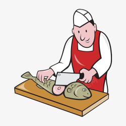 厨师刀卡通厨师做鱼高清图片