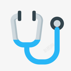 蓝色圆弧医疗听诊器元素矢量图素材