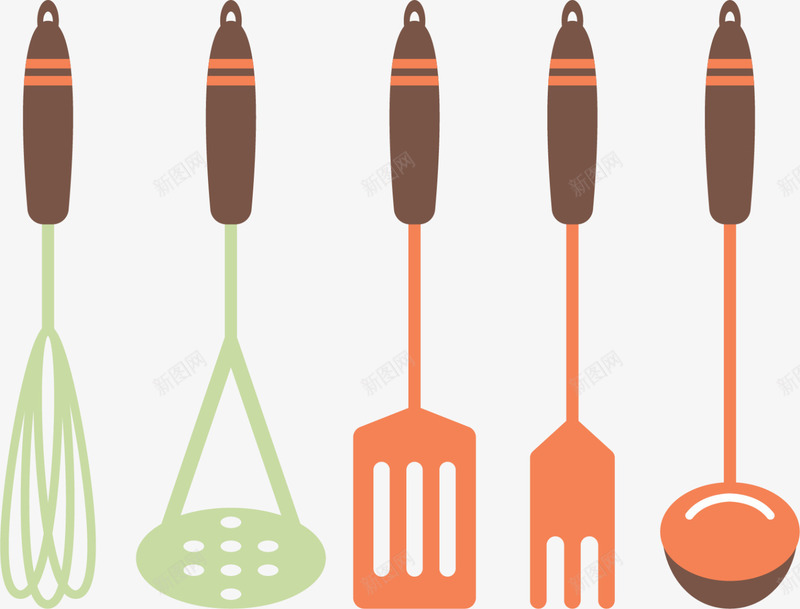简单多彩各式厨具png免抠素材_新图网 https://ixintu.com 各式厨具 多彩厨具 童趣 简单厨具 红色锅铲 绿色打蛋器