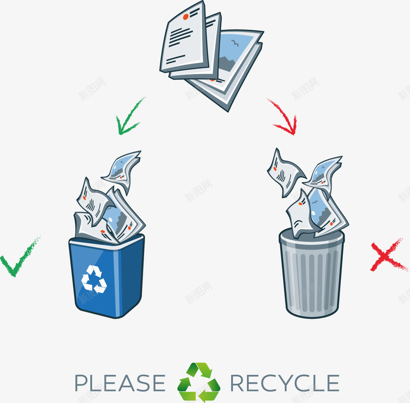 可回收纸质垃圾桶png免抠素材_新图网 https://ixintu.com 垃圾桶 纸质 装饰