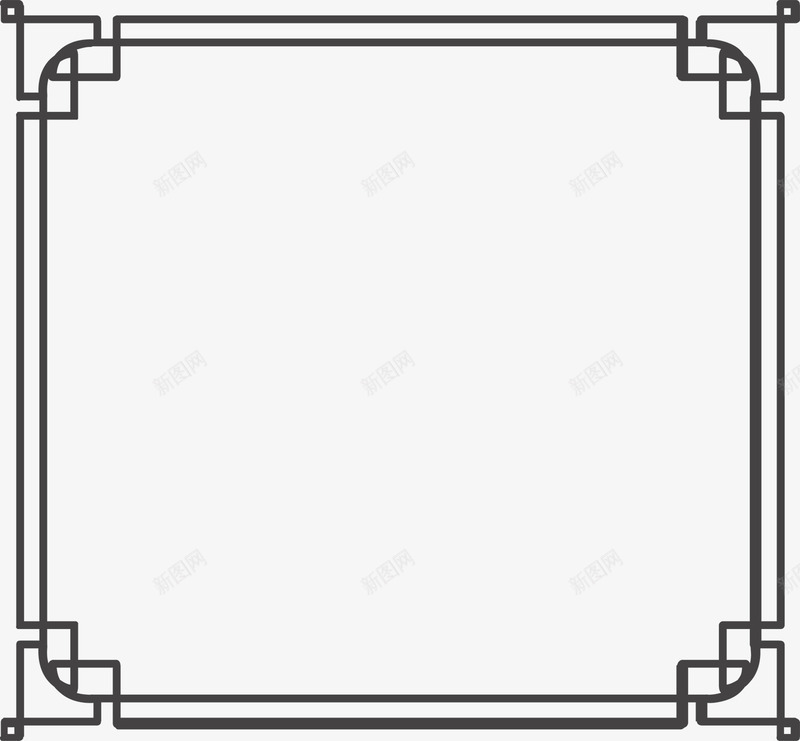 黑色边框png免抠素材_新图网 https://ixintu.com 中国风 极简 框架 简约 花纹 边框 黑色