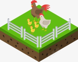 25D卡通农场家禽插画矢量图素材