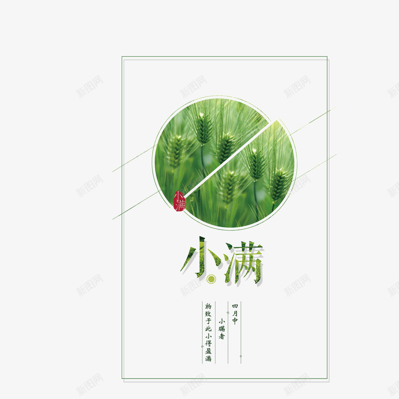 二十四节气小满png免抠素材_新图网 https://ixintu.com 二十四节气 创意 小满 绿色 麦子