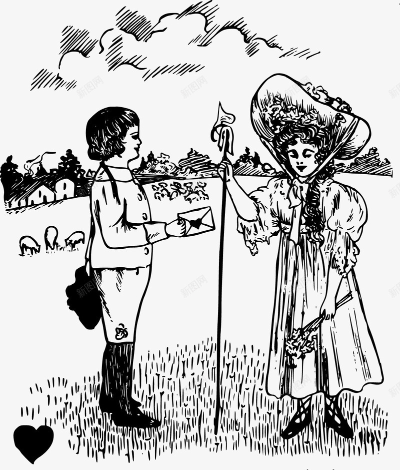 手绘农场png免抠素材_新图网 https://ixintu.com 人物 信件 免费矢量下载 手绘农场