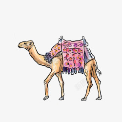 手绘卡通骆驼素材