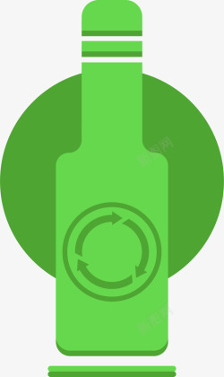回收瓶子绿色标签素材