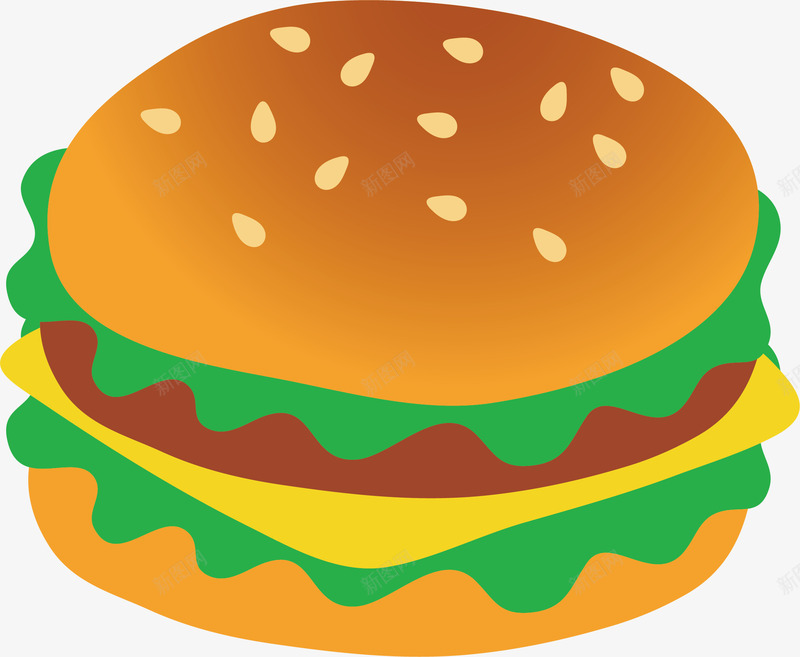 一个汉堡包png免抠素材_新图网 https://ixintu.com 卡通 汉堡包 食物
