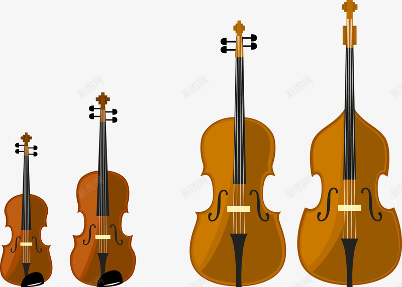 手绘大提琴和小提琴png免抠素材_新图网 https://ixintu.com 乐器 写实 大提琴 小提琴 手绘