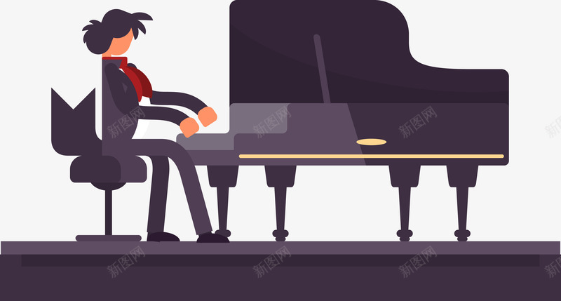 钢琴演奏png免抠素材_新图网 https://ixintu.com 优雅 弹钢琴 板凳 男生 钢琴演奏 音乐创作