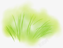 创意水彩合成绿色的草丛素材