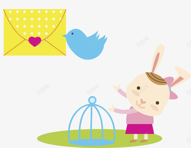一只信鸽png免抠素材_新图网 https://ixintu.com 信件 兔子 可爱的 听话的卡通 小鸟 笼子 飞鸽传书 黄色的