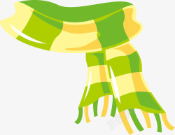 绿黄色格子围巾素材
