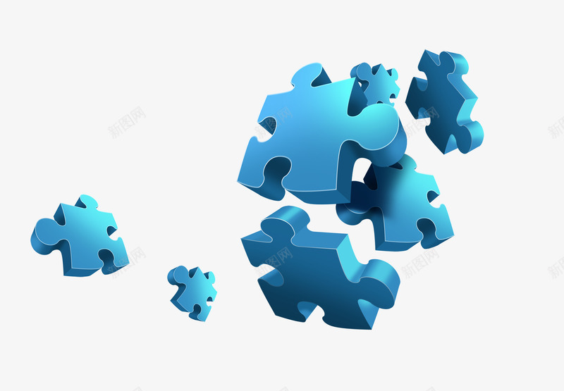立体拼图psd免抠素材_新图网 https://ixintu.com 拼图 立体 蓝色