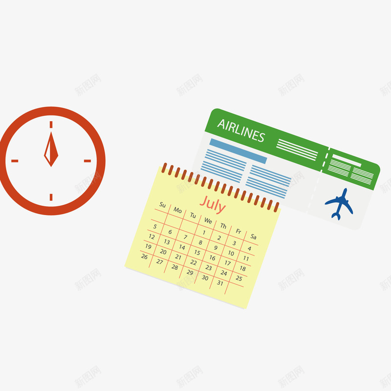 出行的时间png免抠素材_新图网 https://ixintu.com 出行 日历 时钟 时间 机票