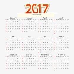 简单2017年日历矢量图素材