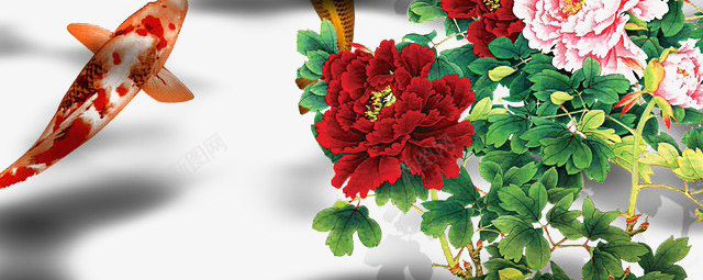 花朵小鱼png免抠素材_新图网 https://ixintu.com 画 素材 鲜花 鲤鱼