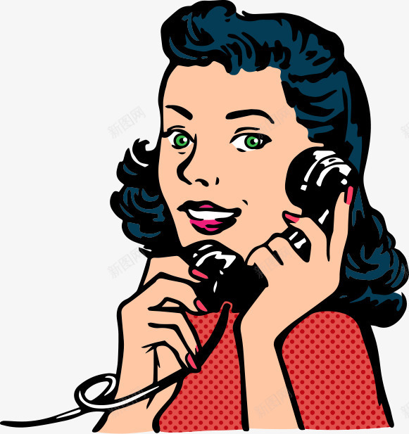 接电话的美女png免抠素材_新图网 https://ixintu.com 人物 接电话的美女 插画 装饰