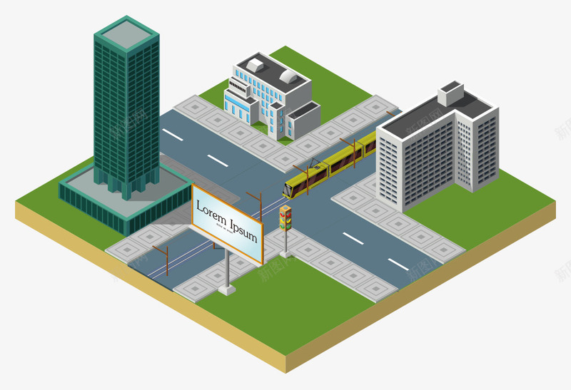 建筑街道立体矢量图eps免抠素材_新图网 https://ixintu.com 卡通 建筑 街道 矢量图
