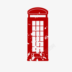 复古圆柱红色电话亭复古做旧红色电话亭矢量图高清图片